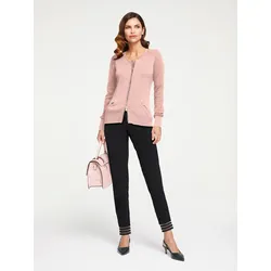 Cardigan HEINE, Damen, Gr. 48, rosa, 90% Baumwolle, 10% Seide, unifarben, Langarm, Strickjacken