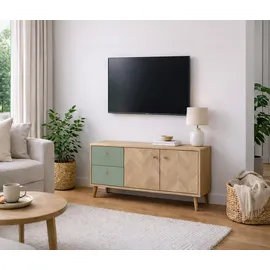 Schildmeyer Visby Lowboard 109 x 33 x 54,1 cm Pistazie/Eiche Holz/Metall