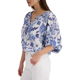 Monari Langarmbluse Blumendruck allover Blau 40