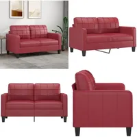 2-Sitzer-Sofa Weinrot 140 cm Kunstleder - 2-Sitzer Sofa - Weinrot Sofa - Leder Sofa - Wohnzimmersofa - Lounge Sofa - Home & Living