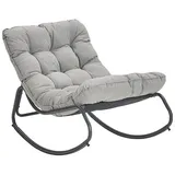 CASA DOMA Gartenlounge-Sessel Paola, Schaukelstuhl, Schaukelsessel für Balkon, Garten, Terrasse (Outdoor-Sessel, inkl. Auflage), Schaukelfunktion, 10cm dicke Polster, Textilgewebe, Stahlgestell grau