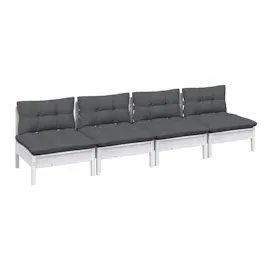 vidaXL 4-Sitzer-Gartensofa mit Anthrazit Kissen Massivholz Kiefer