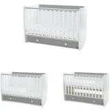 Lorelli Babybett Dream 60 x 120 cm umbaubar Schreibtisch Kinderbett Schaukelbett weiß dunkelgrau