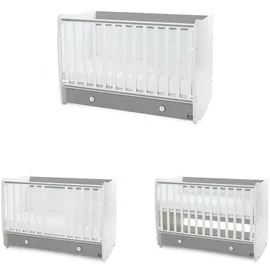 Lorelli Babybett Dream 60 x 120 cm umbaubar Schreibtisch Kinderbett Schaukelbett weiß dunkelgrau