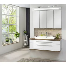 Fackelmann Waschbeckenunterschrank Stanford 110 x 40,5 x 50 cm Weiß/Braun