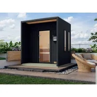Karibu Design Saunahaus Arcadia Blackline - 73 mm naturbelassen