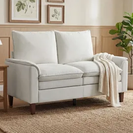 Homcom Loveseat Doppelschicht-Polsterung 84 x 95 x 146 cm Weiß mit Kissen
