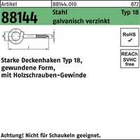 Industrial Quality Supplies Starker Deckenhaken gewunden 10x22 Stahl galvanisch