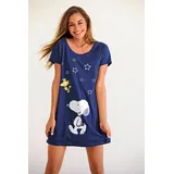 Peanuts Sleepshirt PEANUTS, Damen, Gr. 36/38, N-Gr, blau (marine), Single Jersey, Obermaterial: 100% Baumwolle, casual, bequem kurz, Rundhals, Kurzarm eingesetzt, Kleider, mit Snoopy-Print in Minilänge