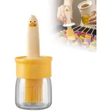 Oil Dispenser with Brush for BBQ, Ölspender mit Pinsel für BBQ, Ölflasche mit Pinsel, 2 in 1 Ölspender Flasche mit Silikon Backpinsel, Glas Olivenölspender für Küche, Kochen, BBQ (Orange)