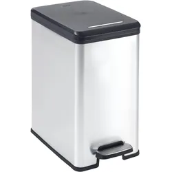 Curver - DECO SLIM BIN Abfalleimer 25L mit Fußpedal silber metallic   silber metallic