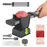 Fleischschneidemaschine Schwarz für zu Hause, Fleischerbeil aus Edelstahl, Verstellbarer Fleischschneider Manuell, 2 Dicken, Meat Cutter, Küche Aufschnittmaschine für Frisches Rohes Fleisch