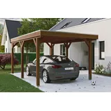 SKANHOLZ Carport Grunewald 3,21 x 5,54 m nussbaum mit Aluminiumdach