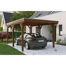 SKANHOLZ Carport Grunewald 3,21 x 5,54 m nussbaum mit Aluminiumdach