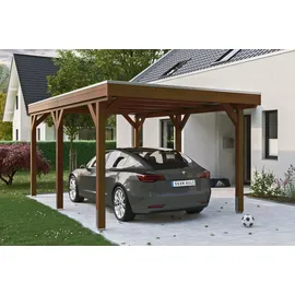 SKANHOLZ Carport Grunewald 3,21 x 5,54 m nussbaum mit Aluminiumdach