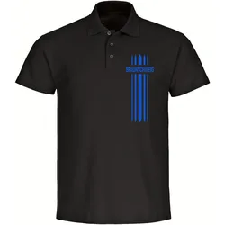 multifanshop Poloshirt - Braunschweig - Streifen - Druck blau - Polo