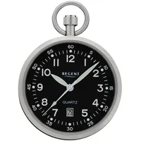 REGENT Taschenuhr Stahl ⌀ 43mm Quarzwerk flaches Mineralglas P-777