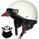 Vintage Motorrad Halbhelme Retro JetHelm Halbschalenhelm mit ECE Deutsche Motorradhelm Scooter-Helm mit Abnehmbarer Krempe und Herausnehmbares Innenfutter für Moped Cruiser Chopper