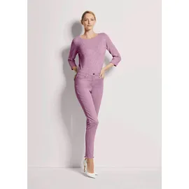 Madeleine "Jeans Mid Waist Skinny-Hose mit Fransen", Damen, Gr. 18, N + K Gr, lila (malve), Obermaterial: 92% Baumwolle CO. 6% Polyester PES. 2% Elasthan EL., Modern, normal, Jeans, mit Fransensaum