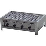 BSR-Grillen 4-flammiger Profi Gasgrill aus Edelstahl, stufenlos regelbar, Gasbräter, Gastrogrill, Gastrobräter mit Gasschlauch und Druckminderer (14,5 kW | verchromter Grillrost)