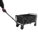 AOOUNGM Bollerwagen Faltbar Klein Bollerwagen für Garten Faltbarer Strand Handwagen 90KG Klappbarer Handwagen mit Verstellbarem Griff für Alle Gelände, Draussen Einkaufen (Schwarz)