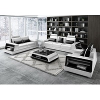 JVmoebel Sofa Moderne Beige Couchgarnitur 3+2 Sitzer Kunstleder Neu, Made in Europe schwarz|weiß