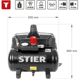 Stier Flüsterkompressor FKT 215-8-6 ölfrei