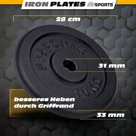 ScSPORTS Hantelscheiben Set Hantelscheibe 20 kg schwarz