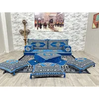 CaddeBuy Sofa Orientalisches Sitzkissen, Palettensofa, Orientalisches Sofa, Sitzecke, 10 Teile blau
