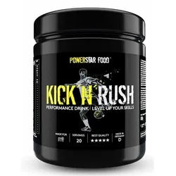 Powerstar Food -KICK, N, RUSH - Pre-Workout für Fußballer - 600g Geschmacksrichtung Juicy Orange