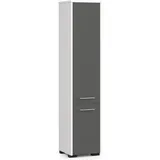 Akord Badezimmer-Hochschrank B30 x H140 x T30 cm Weiß/Graphitgrau Holzwerkstoff