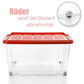 BigDean Aufbewahrungsbox 60 L 4-tlg. rot