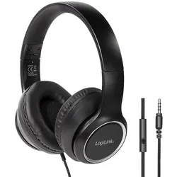 LogiLink Stereo-Headset, 1x 3,5-mm-Klinkenstecker, High Quality, Schwarz