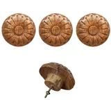 Boho Möbelgriff Admir 3er Set rund geschnitzt aus Holz