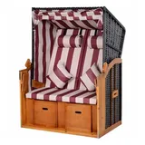 purehaven Strandkorb 118x79x150 cm für 2 Personen inkl. Rücken- und Sitzkissen verstellbare Rückenlehne Klapptische und Fußstützen