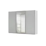 meinSchrank Schwebetürenschrank Regina 301 x 223 x 68 cm Weiß/Beige/Grau/Schwarz