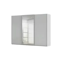 meinSchrank Schwebetürenschrank Regina 301 x 223 x 68 cm Weiß/Beige/Grau/Schwarz