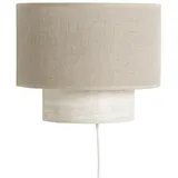 Design-Wandleuchte aus beigem Leinen und Travertin-Effekt H20 cm SEMA
