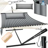 Kesser KESSER® Hängematte HILL mit Gestell Kissen Doppelhängematte für 2 Personen-Stabiler Rahmen 200kg Belastbarkeit Indoor & Outdoor XXL Hängesess... - Grau