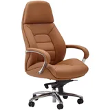 FineBuy Chefsessel Echtleder Caramel Ergonomisch XXL Drehstuhl 120 kg