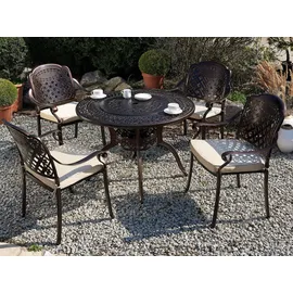 Beliani Gartentisch Dunkelbraun Metall Grillfunktion Elegant Bistromöbel