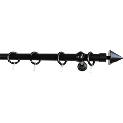 Gardinenstange GARESA "SEMARA", schwarz, L:270cm Ø:28mm, Kunststoff, Holz, Gardinenstangen, Vorhanggarnitur, Kunststoff, verlängerbar, mit Ringe/2 Lauf Gleiter