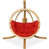 konsimo® Hängesessel, Rot, Holz, Textil, Rund, 230x183x130 cm, Hergestellt in Europa, Gartenmöbel, Hängesessel