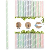 BIOZOYG Papier-Jumbo-Strohhalme 23 cm lang pastell gestreift I Ø 0,8 cm I Strohhalme für Feste oder Gastro I biologisch abbaubar & plastikfrei I aus recycelten Materialien I 3450 Stück