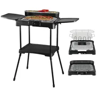 TZS FIRST AUSTRIA Elektrogrill Standgrill, 2000W, Elektrogrill mit Temperaturregler & Wärmereflektor, Gartengrill mit Standfüßen, Elektrisch Tischgrill schwarz