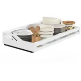 Yawinhe Teleskopschublade,Verstellbare Breite Ausziehbarer Schrank Organizer, Kein Bohren, für Küche, Unterschrank, Badezimmer, Weiß