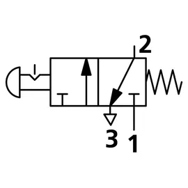 Riegler 3/2-Miniventil, manuell, Pilztaster Notrastung, NC, M5 seitl.