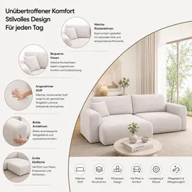 venasi Eckcouch Cord 2-Sitzer Beige