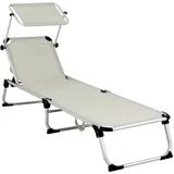 CASARIA Sonnenliege 210 x 61 x 35 cm beige inkl. Sonnendach klappbar