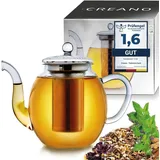 Creano Teekanne Creano Glas-Teekanne High Hoch mit Edelstahl-Sieb und Glas-Deckel, 1.5 l 1.5 l